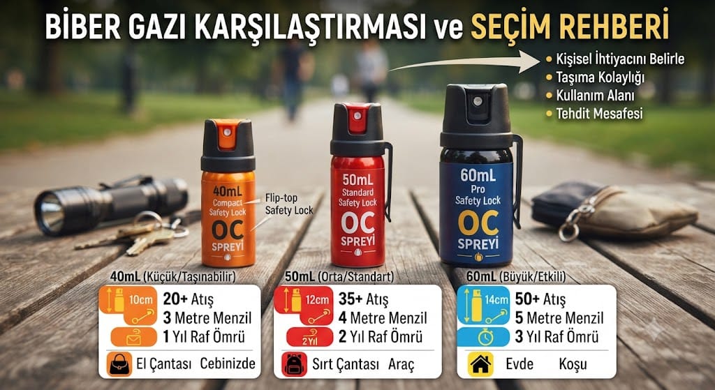 40 mL, 50 mL ve 60 mL Biber Gazı Karşılaştırması ve Seçim Rehberi