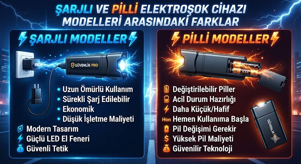 Şarjlı ve Pilli Elektroşok Cihazı Modelleri Arasındaki Farklar