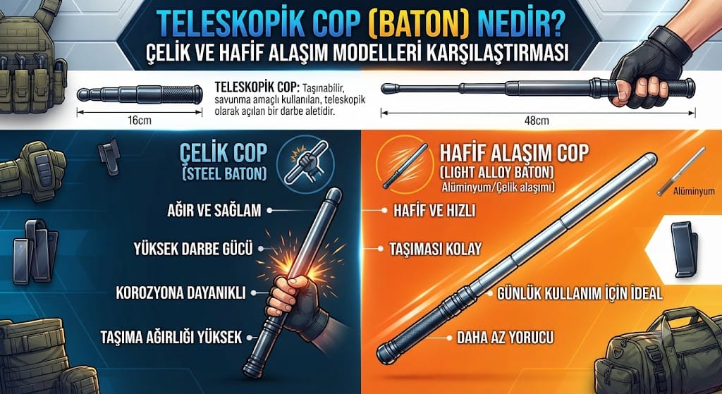 Teleskopik Cop Nedir? Çelik ve Hafif Alaşım Cop Modelleri Arasındaki Farklar