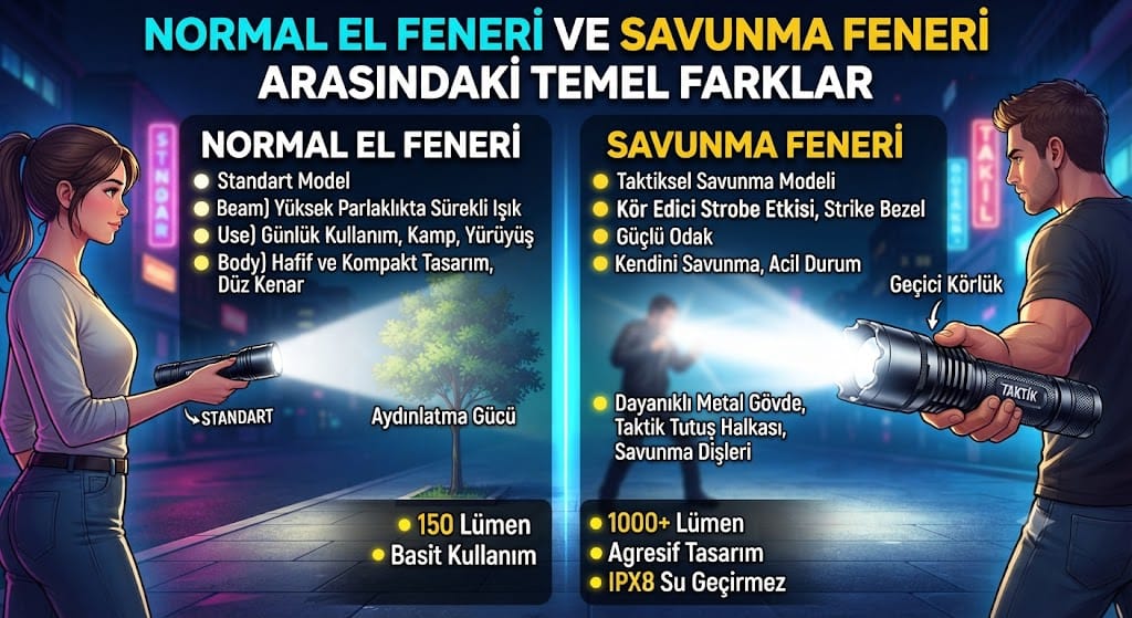 Savunma Feneri ve Normal El Feneri Arasındaki Temel Farklar