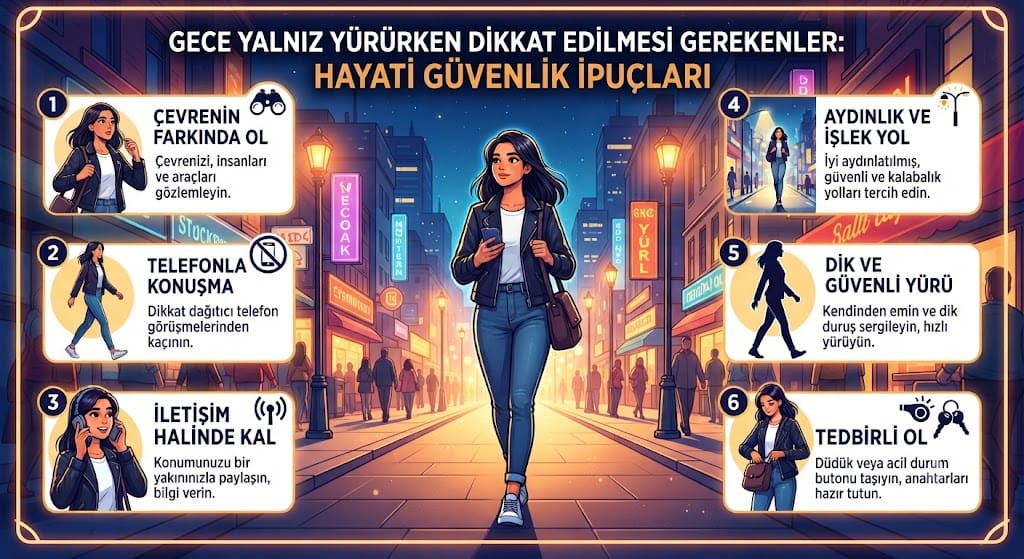 Gece Yalnız Yürürken Dikkat Edilmesi Gerekenler: Hayati Güvenlik İpuçları