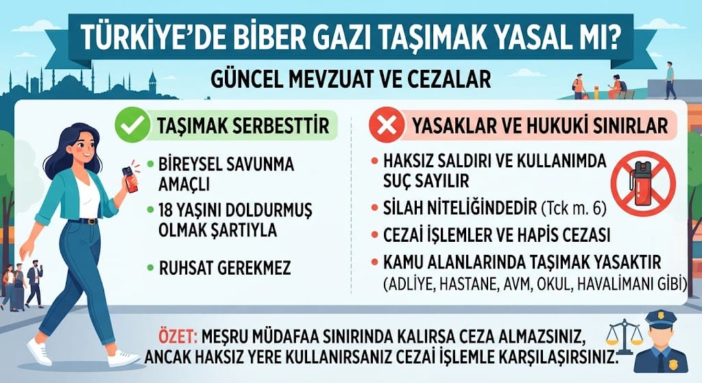 Türkiye’de Biber Gazı Taşımak Yasal mı? Güncel Mevzuat ve Cezalar