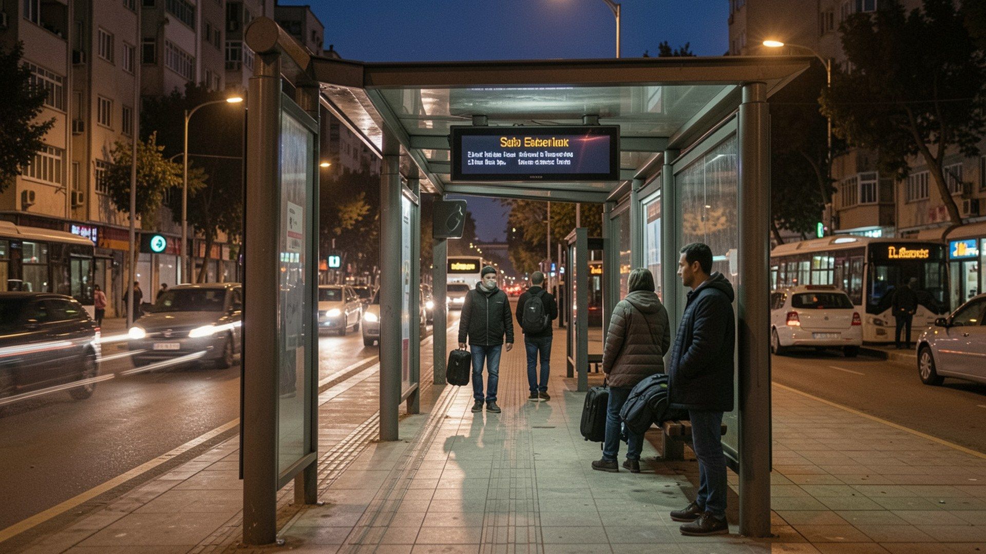 Toplu taşımada kişisel güvenlik: akşam saatlerinde aydınlık otobüs durağı