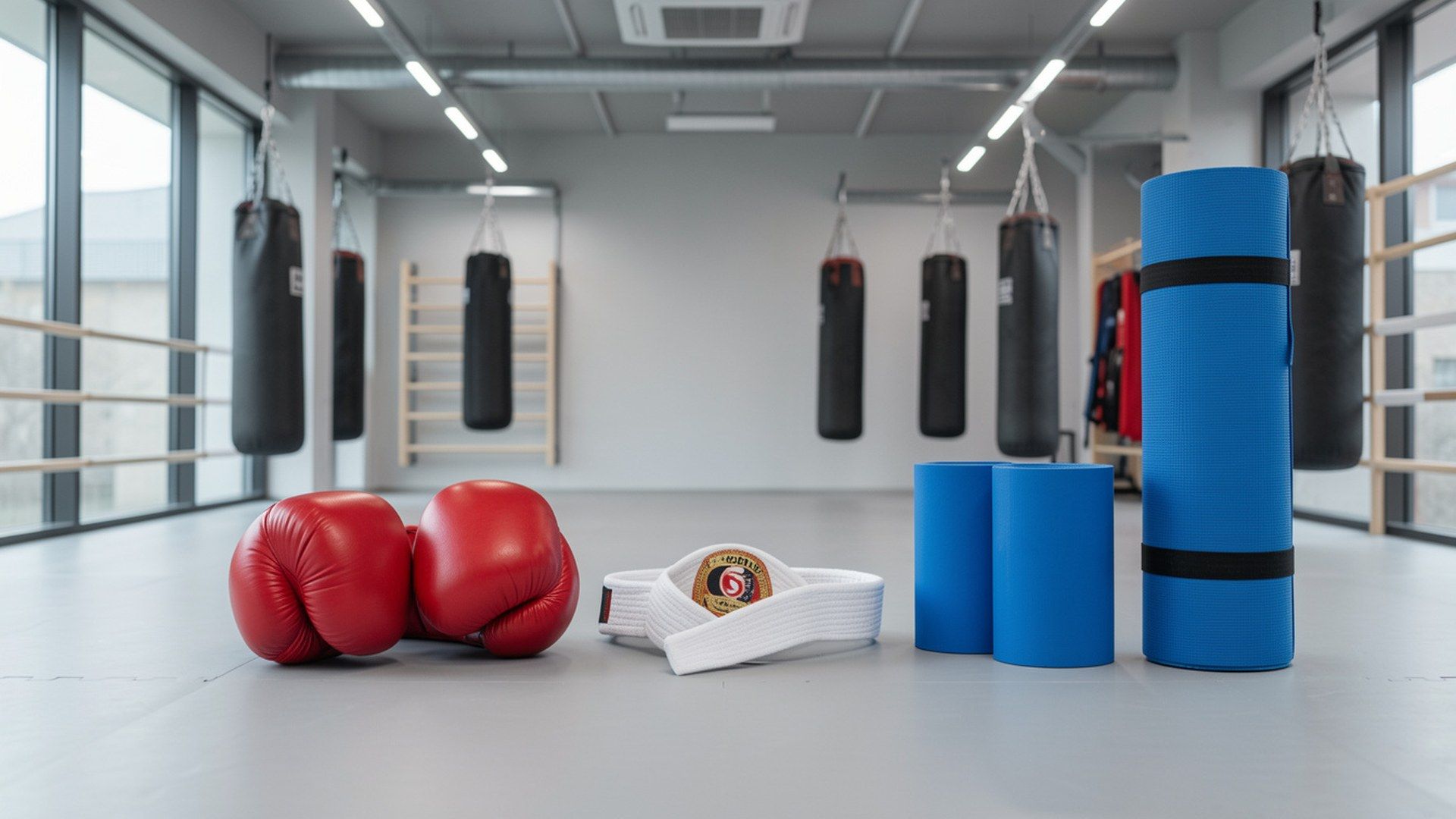 Modern ve profesyonel savunma sporları salonunda boks eldiveni